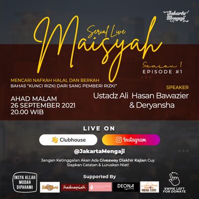 KUNCI RIZKI DARI SANG PEMBERI RIZKI [SERIAL MAISYAH EPS.1] w/ Ustadz Ali Hasan Bawazier dan Deryansha