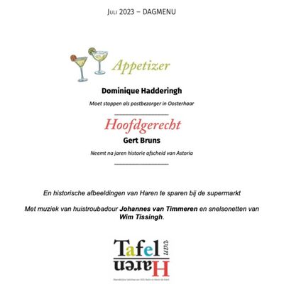 De Tafel van Haren – September 2023 – Bezorger en Snackbar stoppen, historische plaatjes van Haren