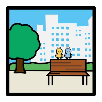 平日の公園と鳩 – Park and pigeons